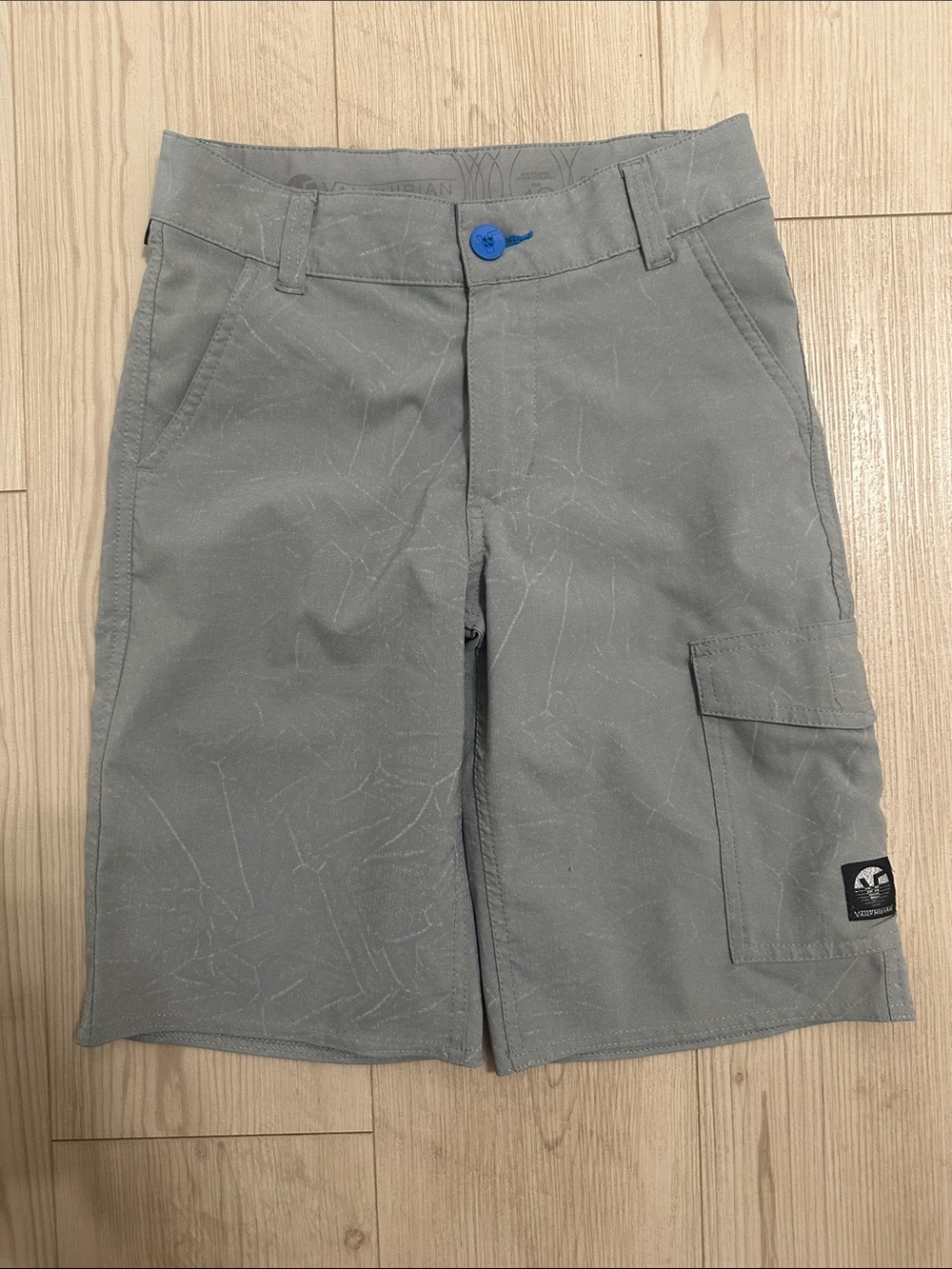 Vans Gray Kids Cargo Shorts with Blue Button